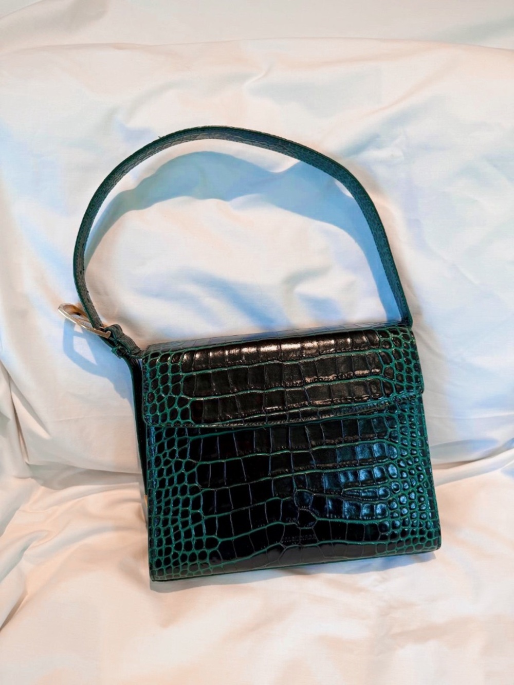 Balenciaga RARE Croc Embossed Leather Ghost Shoulder Flap Bag with GHW